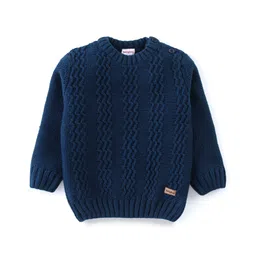 Babyhug 100% Acrylic Full Sleeves Cable Knit Sweater  - Navy Blue-picture-15