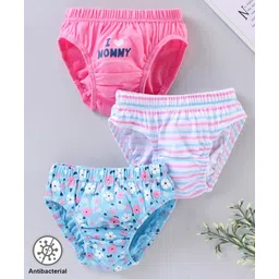Babyhug 100% Cotton Antibacterial Finish Panties Pack of 3 - Pink White Blue-picture-26