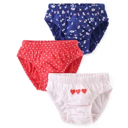 Babyhug 100% Cotton Antibacterial Panties Pack Of 3 - White & Pink & Navy Blue-picture-21