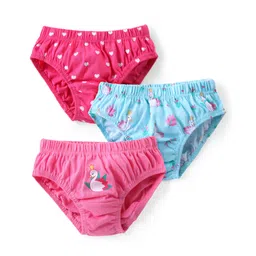 Babyhug 100% Cotton Antibacterial Panties with Heart & Duck Print Pack Of 3 - Multicolour-picture-10