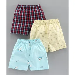 Babyhug 100% Cotton Boxers Checked & Printed Pack of 3 - Yellow Red Blue-picture-10