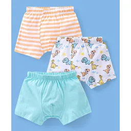 Babyhug 100% Cotton Briefs Stripes & Dino Print Pack of 3- Blue & White-picture-26