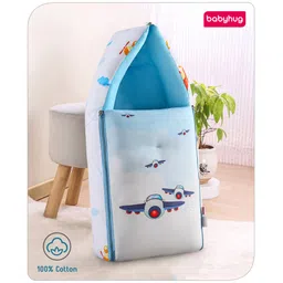 Babyhug 100% Cotton Digital Print Sleeping Bag Aeroplane Theme - White-picture-23