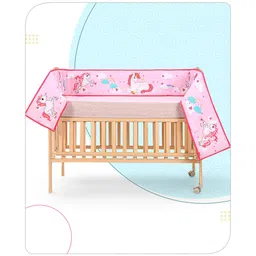 Babyhug 100% Cotton Digital Printed Cot Bumper Unicorn Theme -Pink-image-35