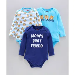 Babyhug 100% Cotton Full Sleeves Onesies Pack of 3 - Multicolor-picture-15