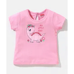 Babyhug 100% Cotton Half Sleeves Tee With Dino Graphics- Pink-picture-15