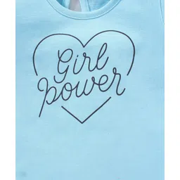 Babyhug 100% Cotton Half Sleeves Tee with Girl Power Print - Blue image 3