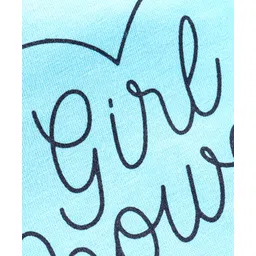 Babyhug 100% Cotton Half Sleeves Tee with Girl Power Print - Blue image 4