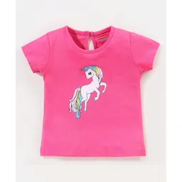 Babyhug 100% Cotton Half Sleeves Tee With Unicorn Graphics- Pink-picture-14