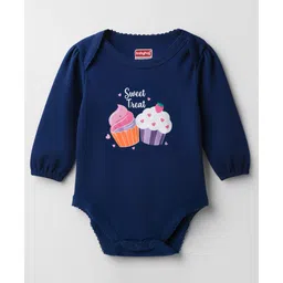 Babyhug 100% Cotton Interlock Knit Full Sleeves Onesie with Cupcake Print - Navy Blue-image-29