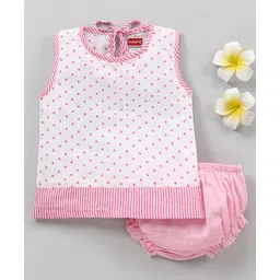 Babyhug 100% Cotton Jhabla & Bloomer Polka Dot Print - Pink-picture-19