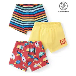 Babyhug 100% Cotton Knit  Antibacterial Briefs  Striped Text & Aeroplane Print Pack of 3 - Multicolour-picture-12