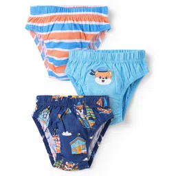 Babyhug 100% Cotton Knit Antibacterial Briefs With Animal Print Pack of 3 - Multicolor-picture-25
