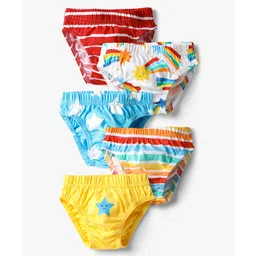 Babyhug 100% Cotton Knit Antibacterial Briefs with Star Print & Stripes Pack of 5 - Multicolor-picture-15