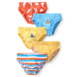 Babyhug 100% Cotton Knit Antibacterial Striped Briefs Pack of 5 - Multicolour-picture-30