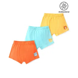 Babyhug 100% Cotton Knit Antibacterial Trunks Tiger Print Pack of 3 - Multicolour-picture-32