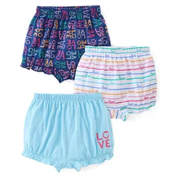 Babyhug 100% Cotton Knit Bloomer Pack of 3 Text Print - Multicolour-picture-38