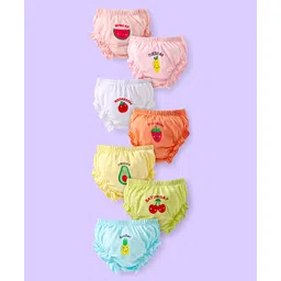 Babyhug 100% Cotton Knit Bloomers with Fruit Prints Pack of 7 - Aqua White & Green-picture-31