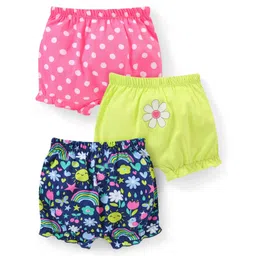 Babyhug 100% Cotton Knit Bloomers with Polka Dot & Floral Print  Pack of 3 - Multicolour-picture-30