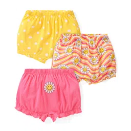 Babyhug 100% Cotton Knit Bloomers with Polka Dots & Floral Print Pack of 3 - Multicolour-picture-25