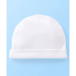 Babyhug 100% Cotton Knit Cap White - Diameter 9 cm-picture-28