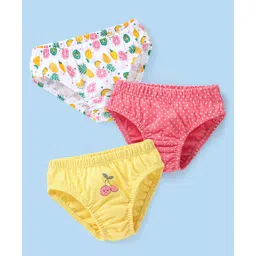 Babyhug 100% Cotton Knit Fruit & Dots Print Pack Of 3 - White Pink & Yellow-picture-26