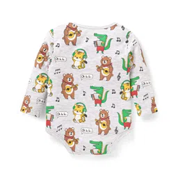 Babyhug 100% Cotton Knit Full Sleeves Striped & Animal Printed Pack of 3 - Red & Light Grey image 5