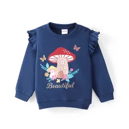 Babyhug 100% Cotton Knit Full Sleeves Sweatshirt With Mushroom Graphics - Navy Blue-picture-17