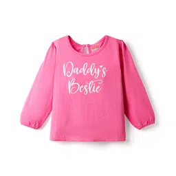 Babyhug 100% Cotton Knit Full Sleeves T-Shirt with Daddys Bestie Text Print - Pink-picture-18