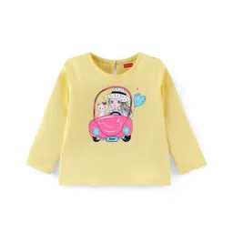 Babyhug 100% Cotton Knit Full Sleeves T-Shirt with Doll Graphics - Yellow-picture-21