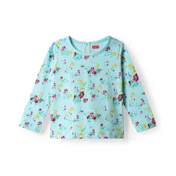 Babyhug 100% Cotton Knit Full Sleeves T-Shirt With Floral Print - Light Blue-picture-35
