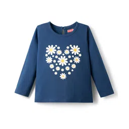 Babyhug 100% Cotton Knit Full Sleeves T-Shirt With Floral Print - Navy Blue-picture-17