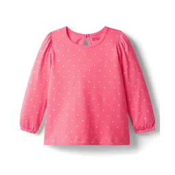 Babyhug 100% Cotton Knit Full Sleeves T-Shirt with Polka Dot Print - Pink-picture-13