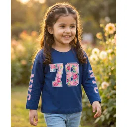 Babyhug 100% Cotton Knit Full Sleeves T-Shirt with Sport Theme Print - Royal Blue-picture-10
