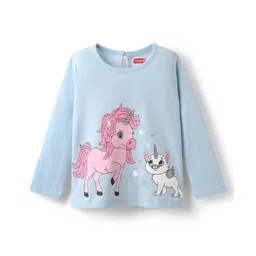 Babyhug 100% Cotton Knit Full Sleeves T-Shirt with Unicorn Print - Light Blue-picture-30