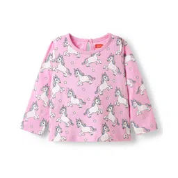 Babyhug 100% Cotton Knit Full Sleeves T-Shirt with Unicorn Print - Pink-picture-28