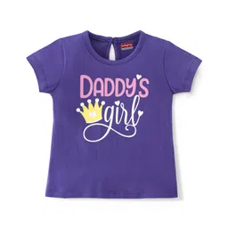 Babyhug 100% Cotton Knit Half Sleeves Tee With Text Graphics - Navy Blue-picture-23