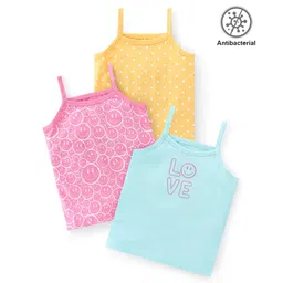 Babyhug 100% Cotton Knit Sleeveless Antibacterial Slips With Polka Dot Pack of 3 - Multicolor-picture-25