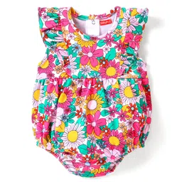 Babyhug 100% Cotton Knit Sleeveless  Onesie with Floral Print - Multicolour-picture-12