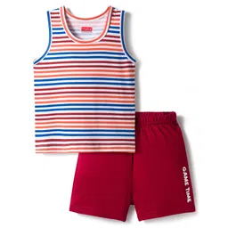 Babyhug 100% Cotton Knit Sleeveless Sando & Shorts Set with Stripes - Multicolor-picture-26
