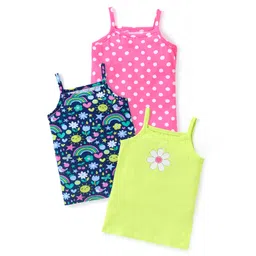 Babyhug 100% Cotton Knit Sleeveless Slip with Floral and Polka Dots Print Pack of 3 - Multicolor-picture-23