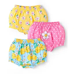 Babyhug 100% Cotton Single Jersey Knit Antibacterial Bloomers With Polka Dots & Floral Print Pack of 3 - Pink Yellow & Light Blue-picture-31