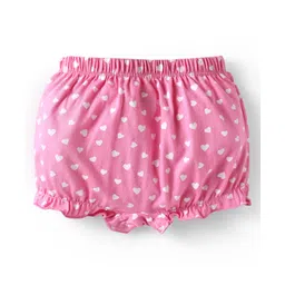 Babyhug 100% Cotton Single Jersey Knit Bloomers With Heart & Tropical Theme Print Pack Of 3 - Yellow Pink & Light Blue image 2