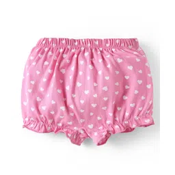 Babyhug 100% Cotton Single Jersey Knit Bloomers With Heart & Tropical Theme Print Pack Of 3 - Yellow Pink & Light Blue image 3
