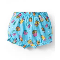 Babyhug 100% Cotton Single Jersey Knit Bloomers With Heart & Tropical Theme Print Pack Of 3 - Yellow Pink & Light Blue image 4