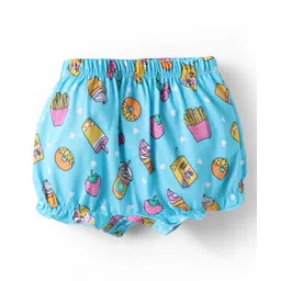 Babyhug 100% Cotton Single Jersey Knit Bloomers With Heart & Tropical Theme Print Pack Of 3 - Yellow Pink & Light Blue image 5