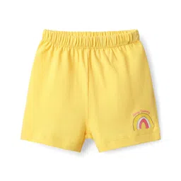 Babyhug 100% Cotton Single Jersey Knit Sleeveless Sando & Shorts Set with Rainbow & Star Print - Pink & Yellow image 4