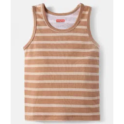 Babyhug 100% Cotton Single Jersey Knit Sleeveless Sando With Stripes - Brown-picture-37