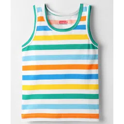 Babyhug 100% Cotton Single Jersey Knit Sleeveless Sando With Stripes - Multicolour-picture-29