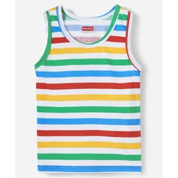 Babyhug 100% Cotton Single Jersey Knit Sleeveless Sando With Stripes Print - Multicolour-picture-33